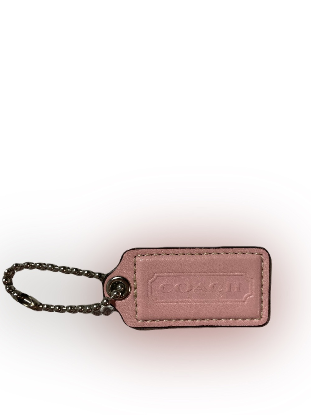 Coach Hangtag 2.5” Pink Smooth Leather Bag Charm Keychain Large